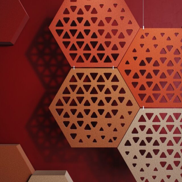Colorful Hexagonal Acoustic Panels for Office Spaces