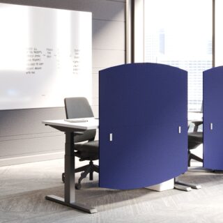 Blue Sound-Absorbing Modesty Screen for Office Workspace